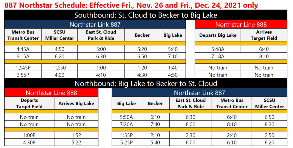 Northstar Link Holiday Service Schedule Catch the Link